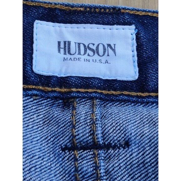 Hudson Jeans Mens 31x28 Blue Barton Relax Straight Button Fly Stretch Med Denim - Picture 5 of 13